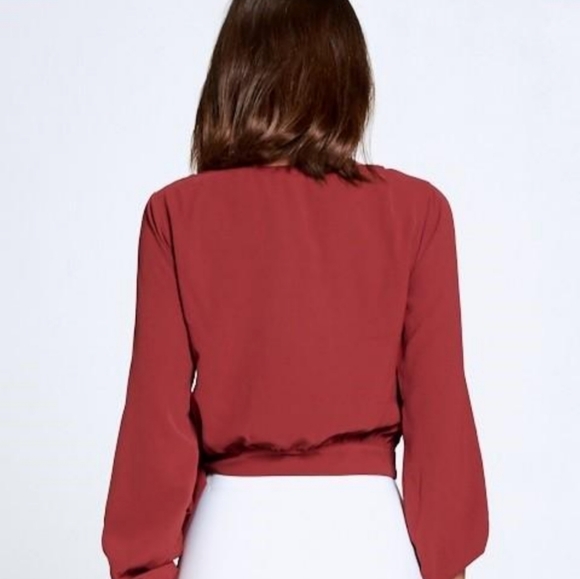 Chocolate USA Open Shoulder Side Tie Top (Wine) - Picture 3 of 3